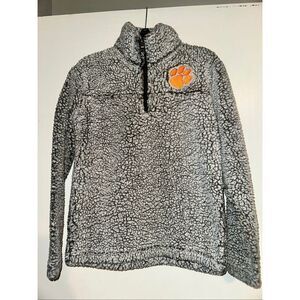 Boxercraft Clemson Tigers Sherpa Pullover Fleece YL Youth Large Gray Quarter Zip